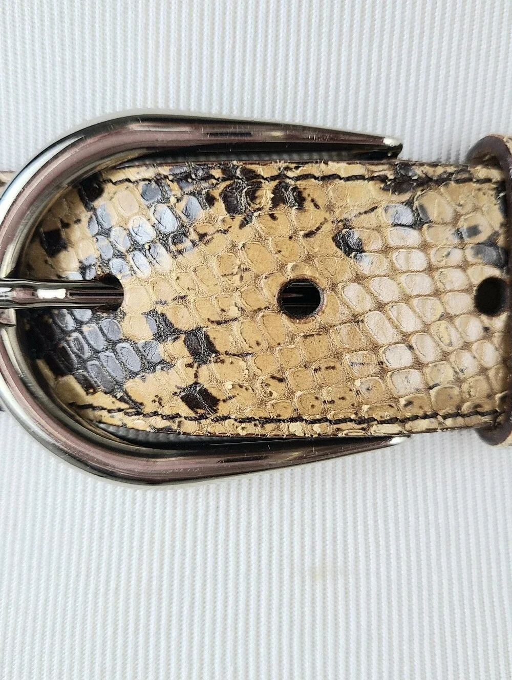 Miu Miu Made In Italy Tan Black Snakeskin Genuine Leather Belt